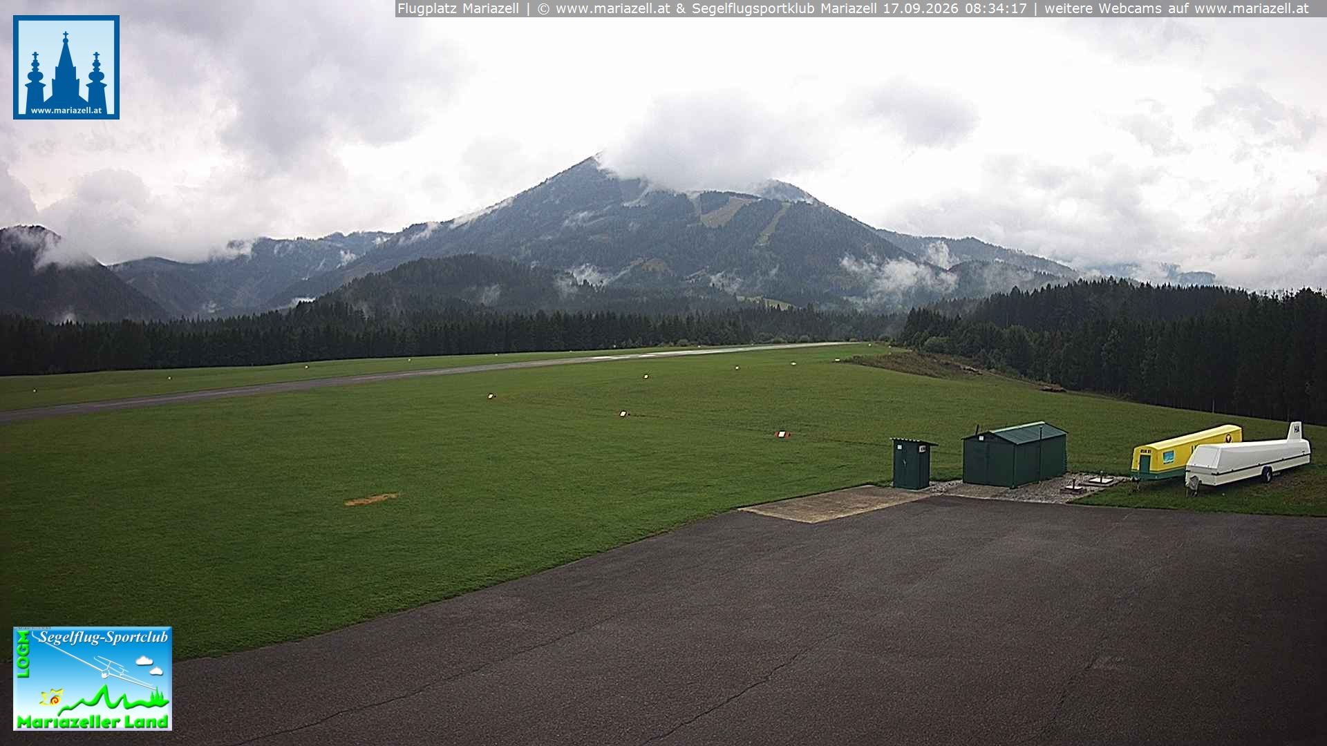 Archiv Foto Webcam Flugplatz Mariazell Blick Richtung Nordwesten