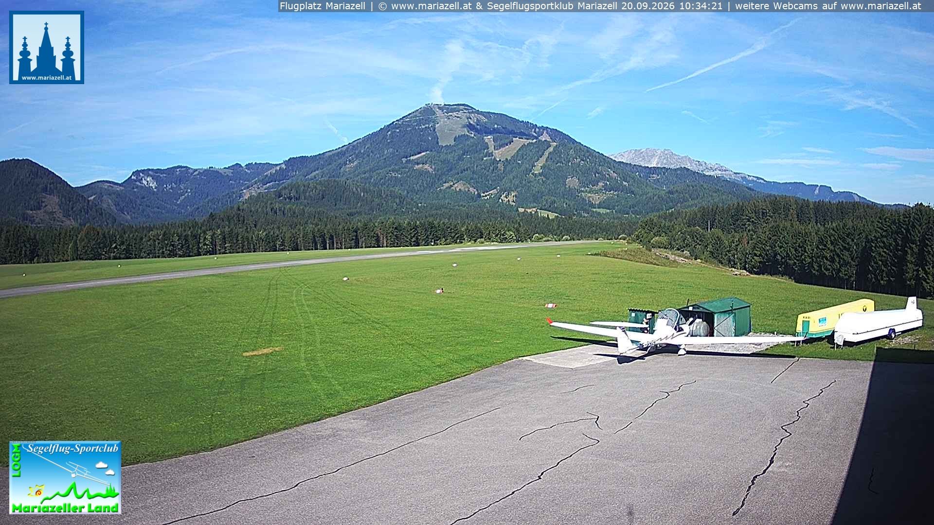 Archiv Foto Webcam Flugplatz Mariazell Blick Richtung Nordwesten