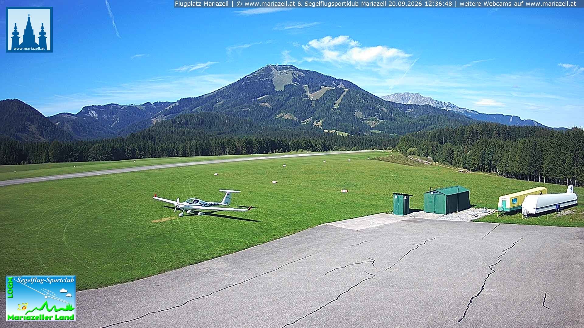 Archiv Foto Webcam Flugplatz Mariazell Blick Richtung Nordwesten