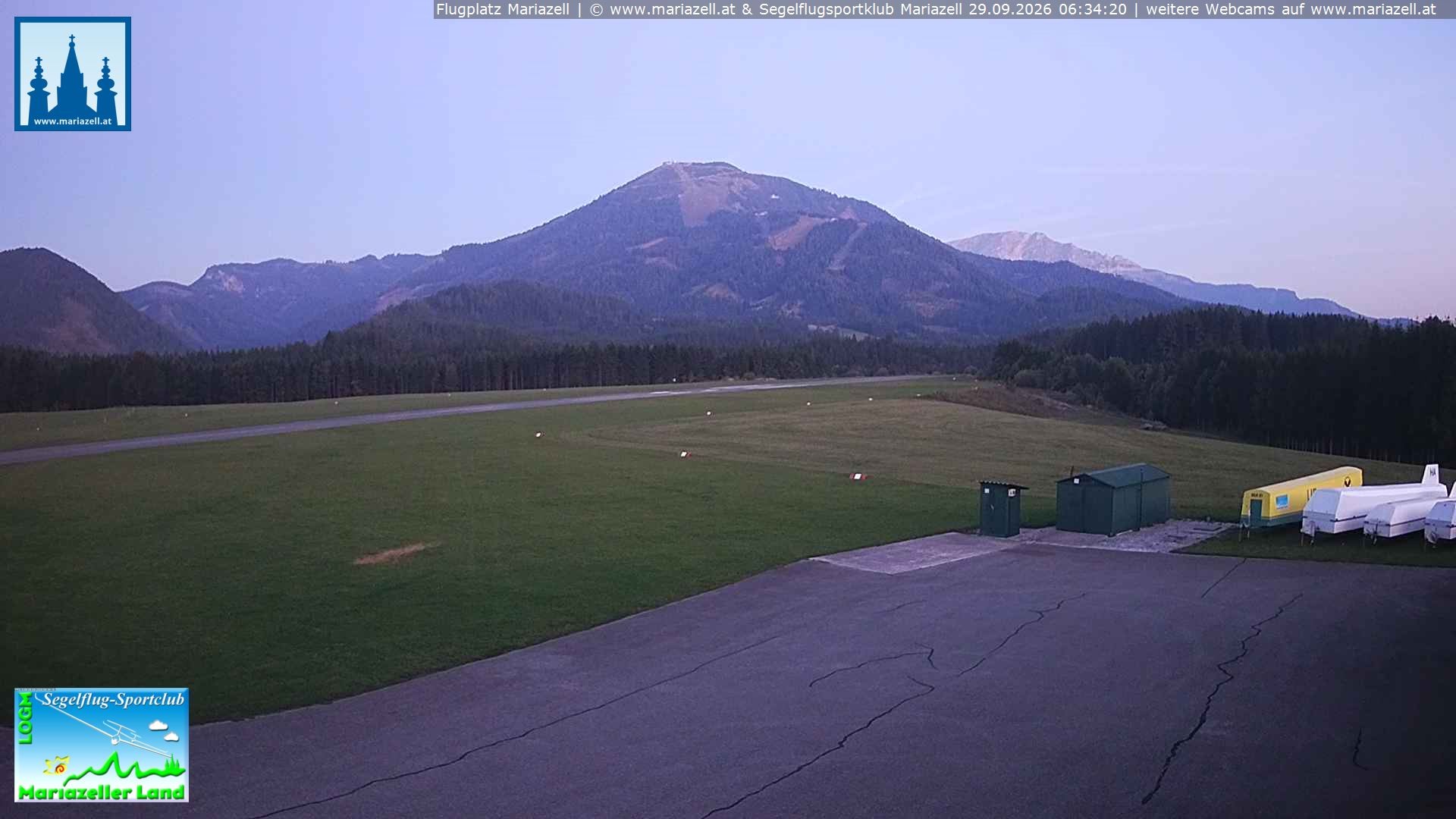 Archiv Foto Webcam Flugplatz Mariazell Blick Richtung Nordwesten