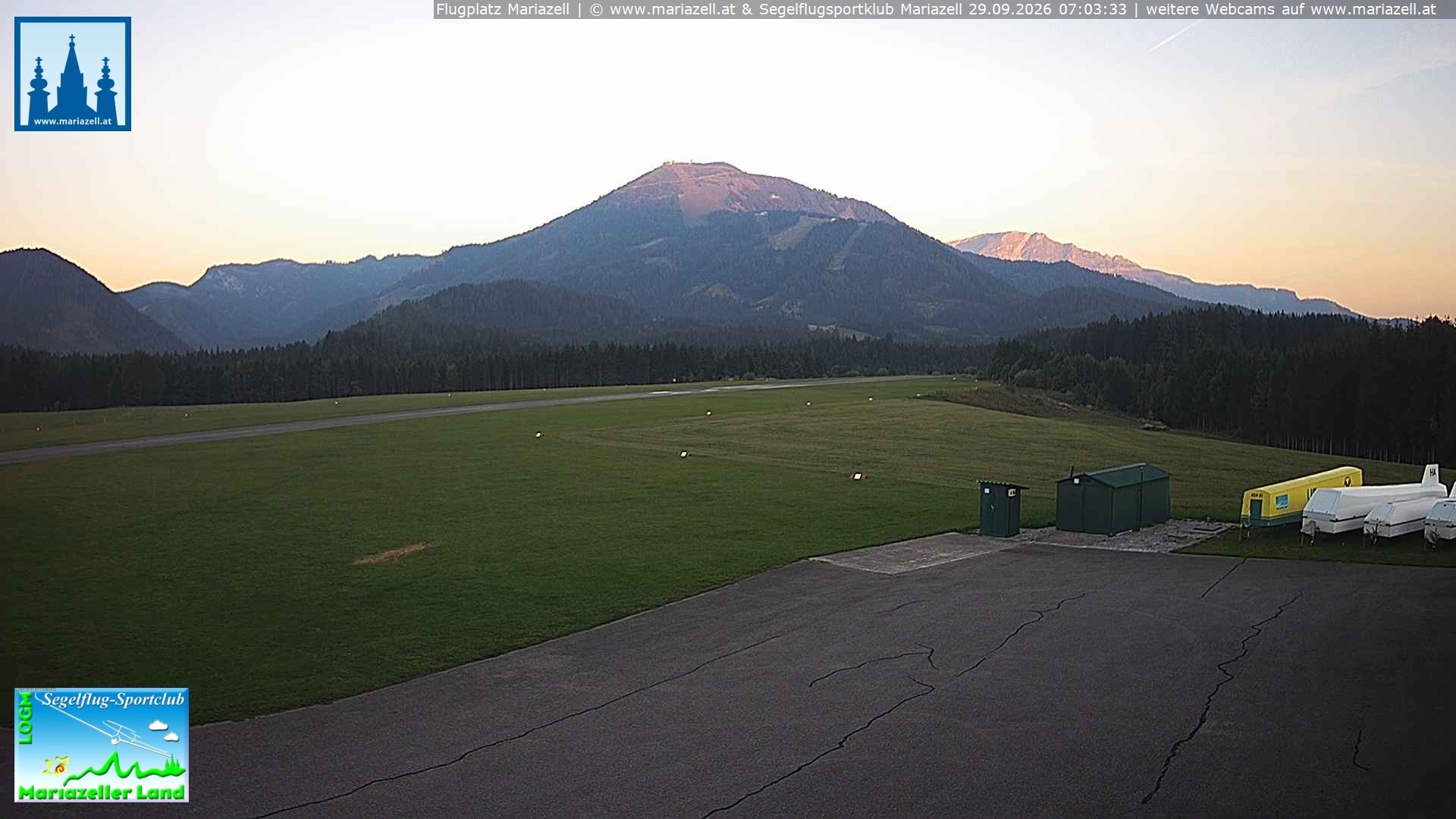 Archiv Foto Webcam Flugplatz Mariazell Blick Richtung Nordwesten