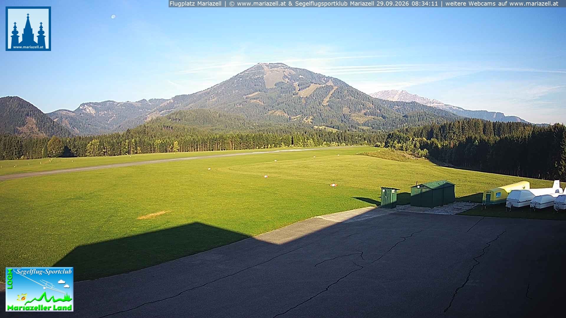 Archiv Foto Webcam Flugplatz Mariazell Blick Richtung Nordwesten