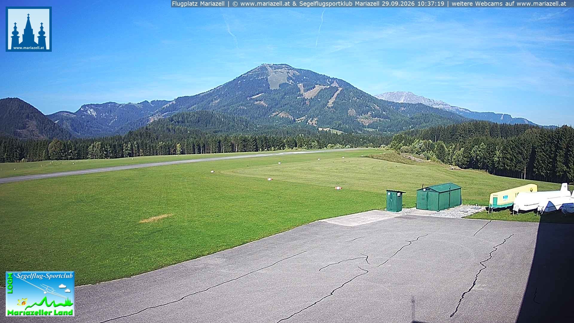 Archiv Foto Webcam Flugplatz Mariazell Blick Richtung Nordwesten