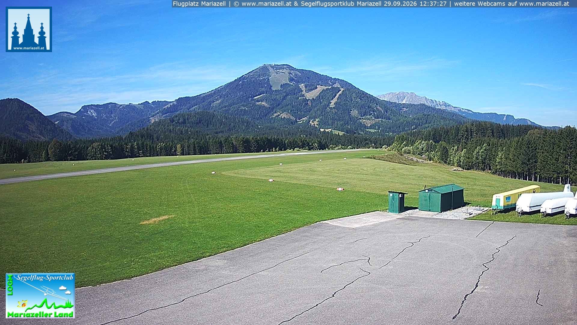 Archiv Foto Webcam Flugplatz Mariazell Blick Richtung Nordwesten
