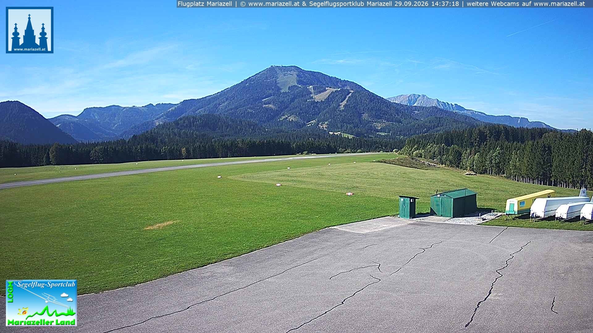 Archiv Foto Webcam Flugplatz Mariazell Blick Richtung Nordwesten