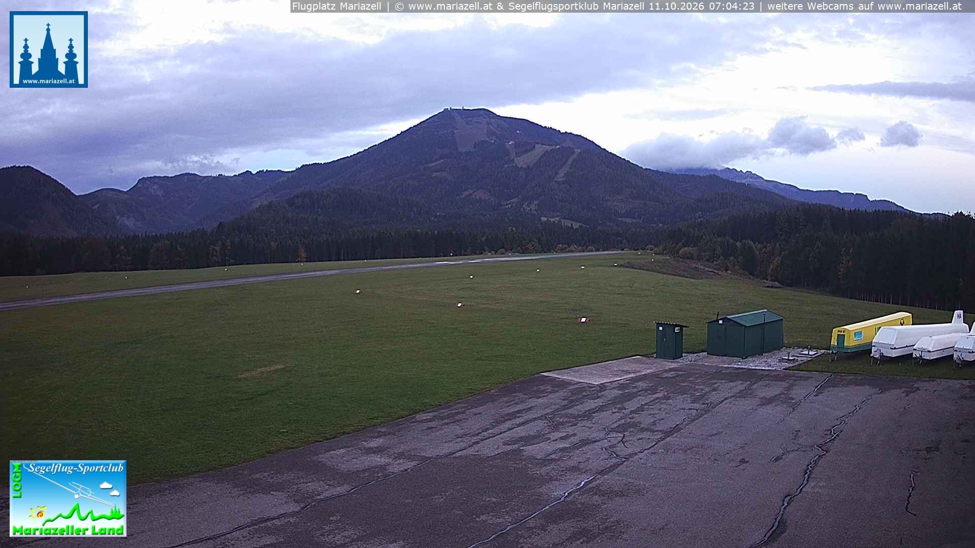 Archiv Foto Webcam Flugplatz Mariazell Blick Richtung Nordwesten
