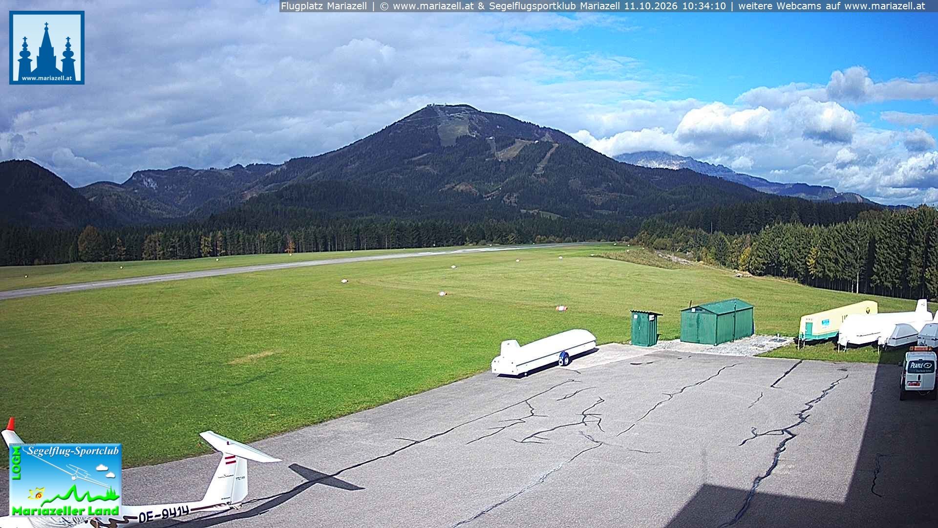 Archiv Foto Webcam Flugplatz Mariazell Blick Richtung Nordwesten