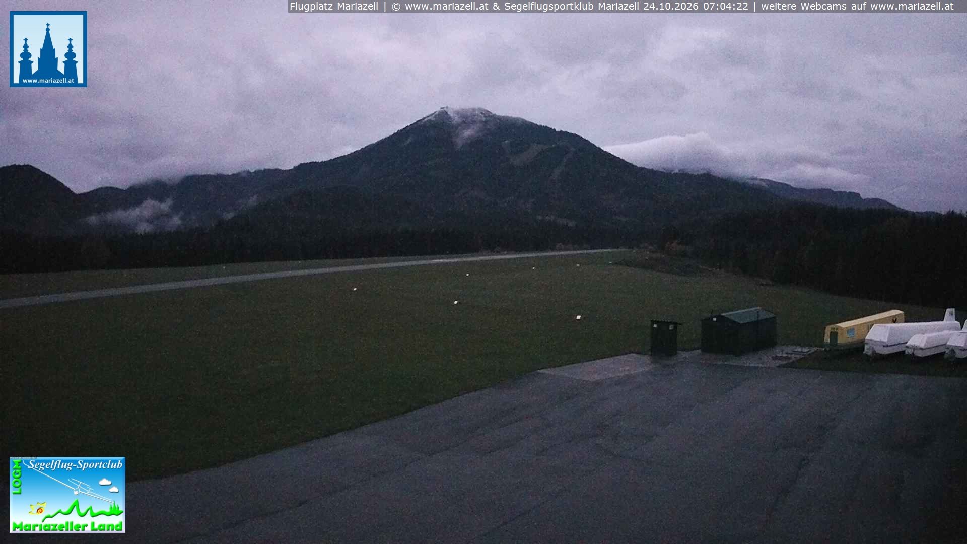 Archiv Foto Webcam Flugplatz Mariazell Blick Richtung Nordwesten
