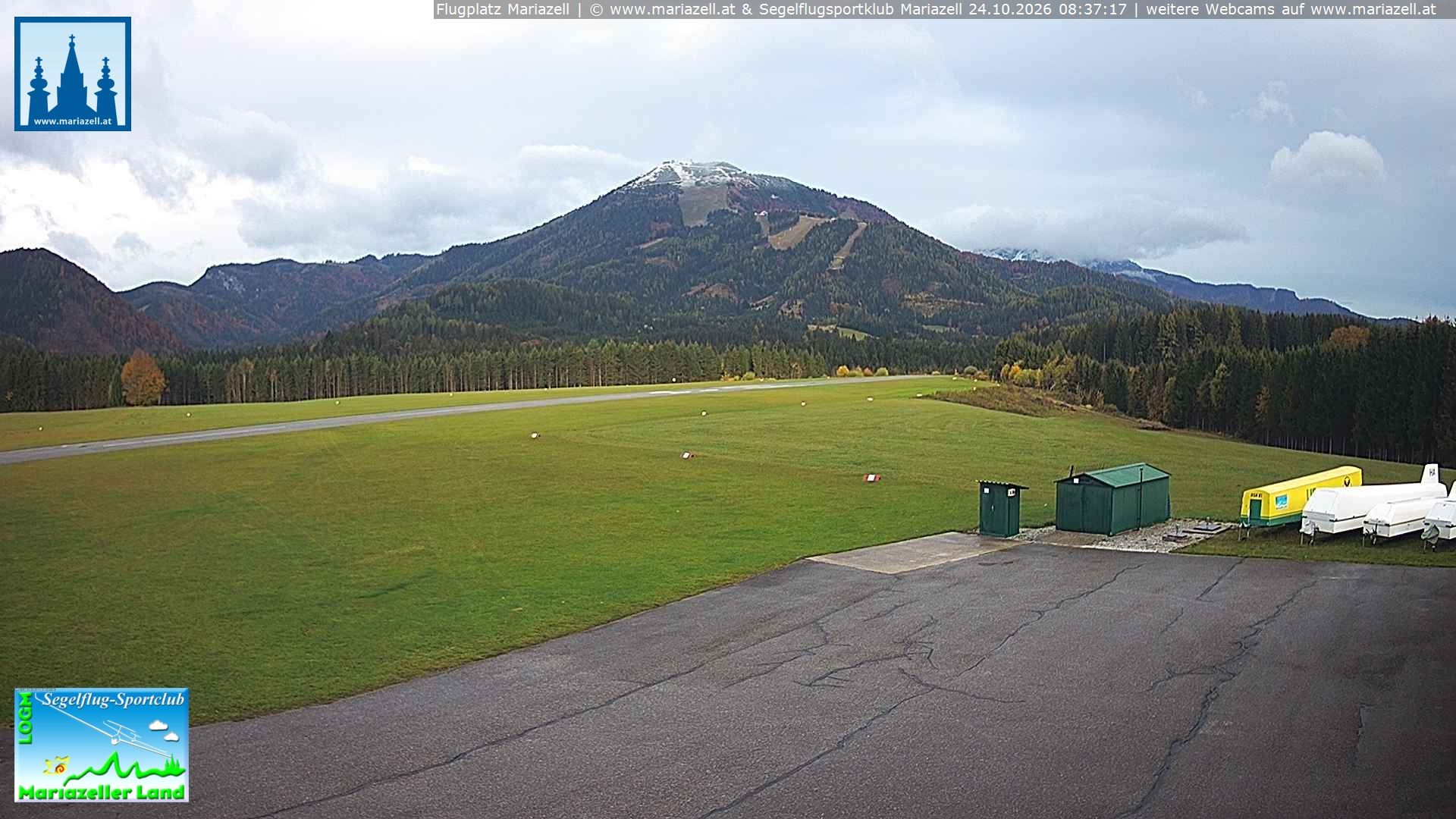 Archiv Foto Webcam Flugplatz Mariazell Blick Richtung Nordwesten
