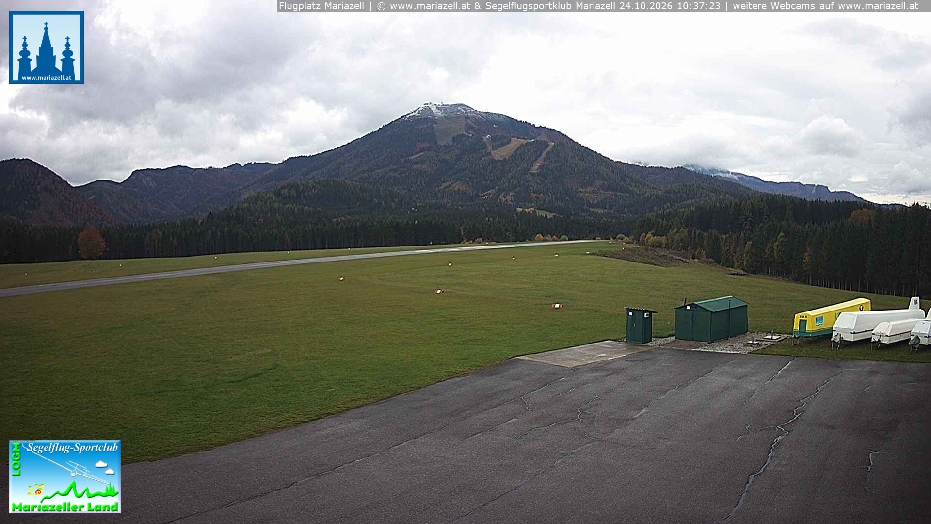 Archiv Foto Webcam Flugplatz Mariazell Blick Richtung Nordwesten