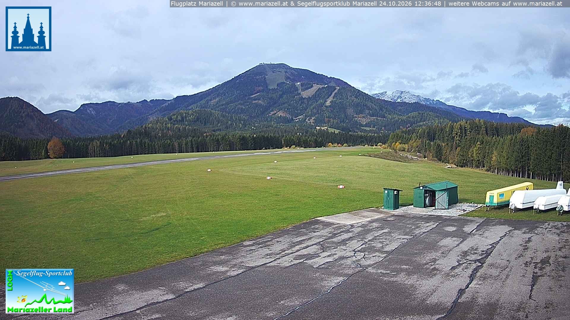 Archiv Foto Webcam Flugplatz Mariazell Blick Richtung Nordwesten