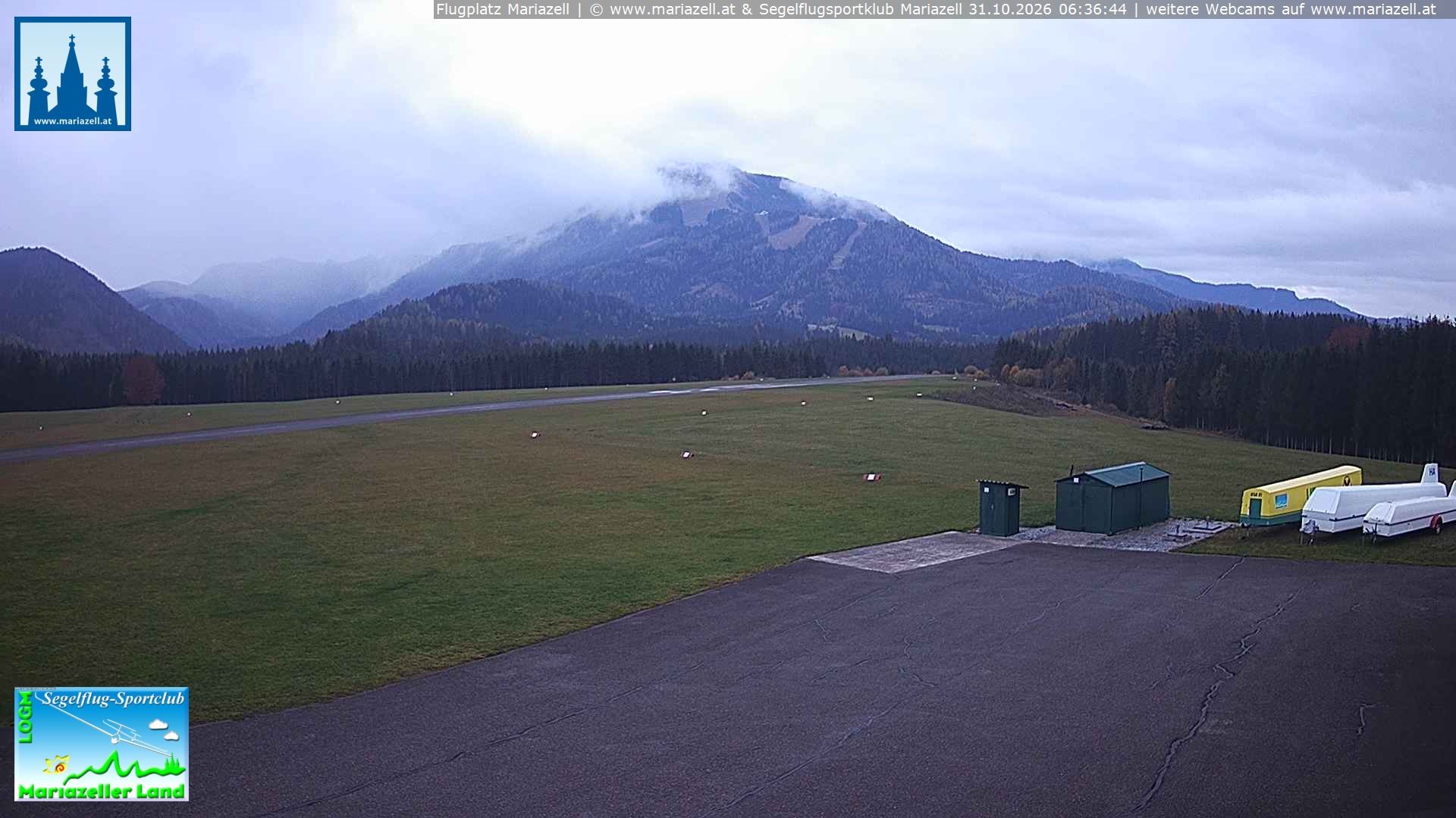 Archiv Foto Webcam Flugplatz Mariazell Blick Richtung Nordwesten