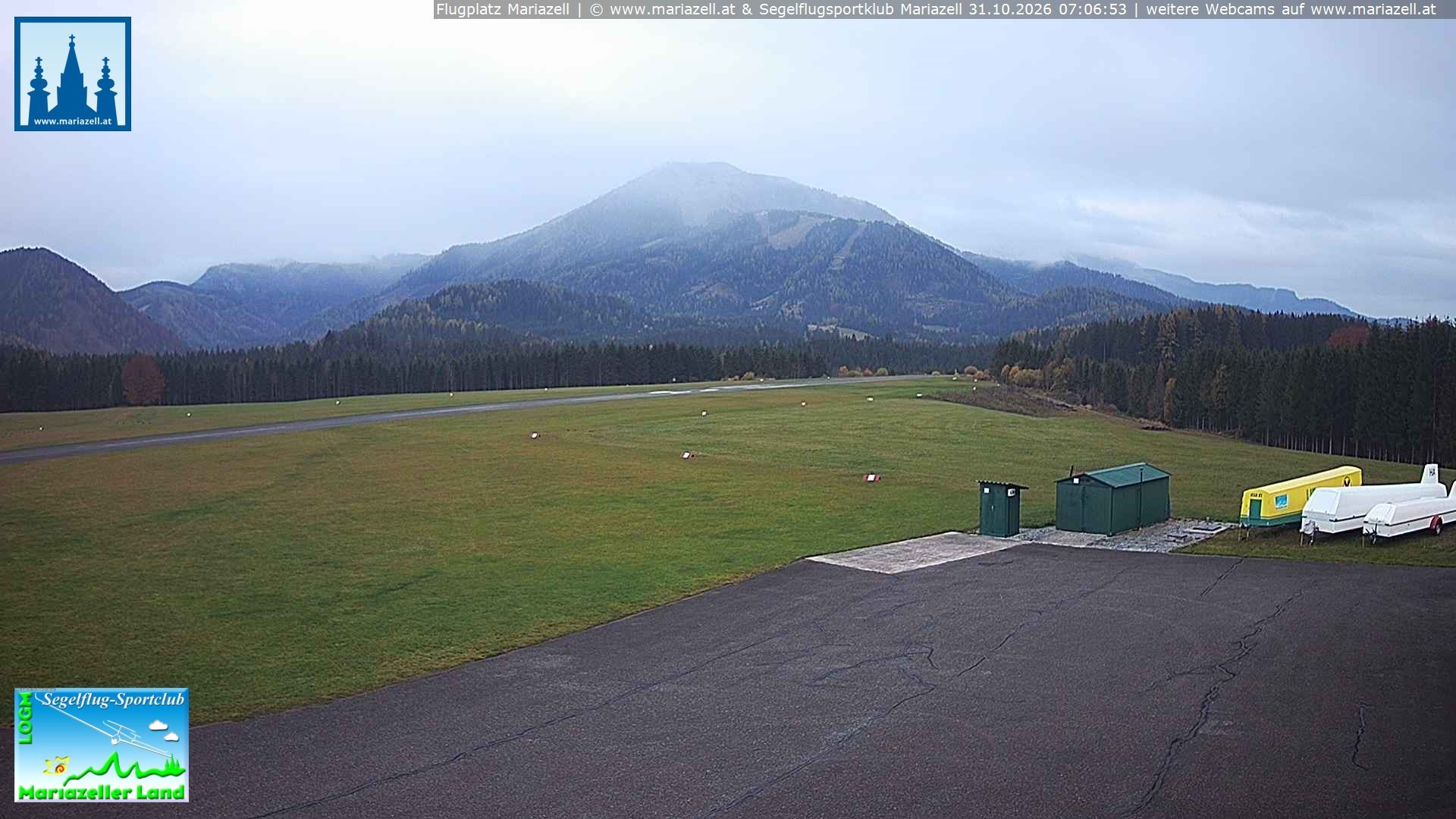 Archiv Foto Webcam Flugplatz Mariazell Blick Richtung Nordwesten