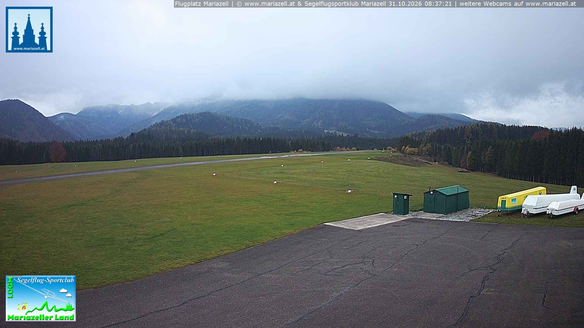 Archiv Foto Webcam Flugplatz Mariazell Blick Richtung Nordwesten