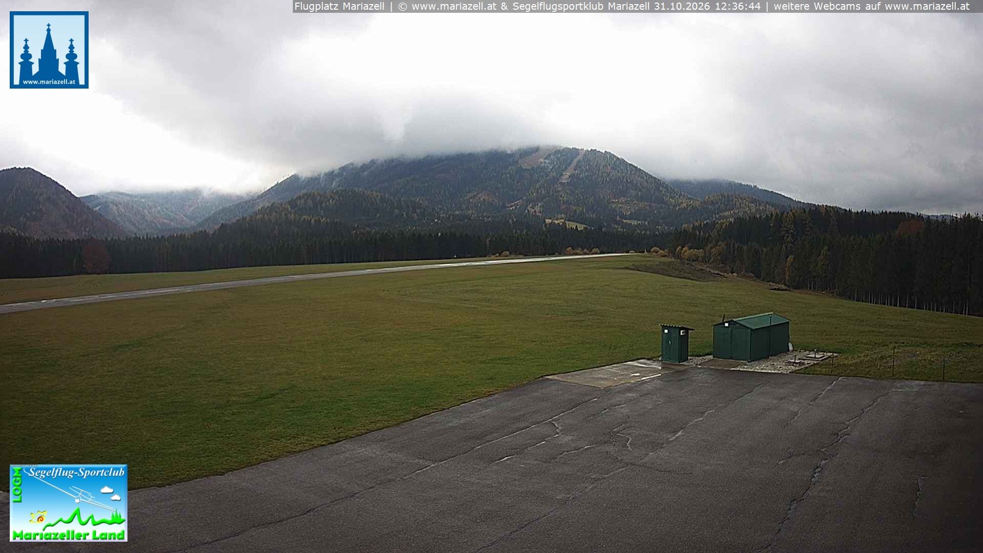Archiv Foto Webcam Flugplatz Mariazell Blick Richtung Nordwesten