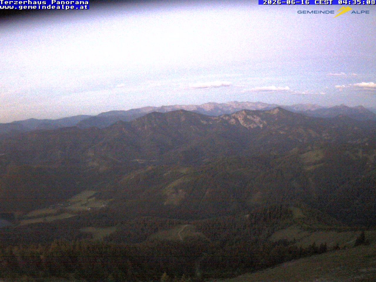 Archived image Webcam Gemeindealpe Mitterbach - Panoramic View Terzerhaus