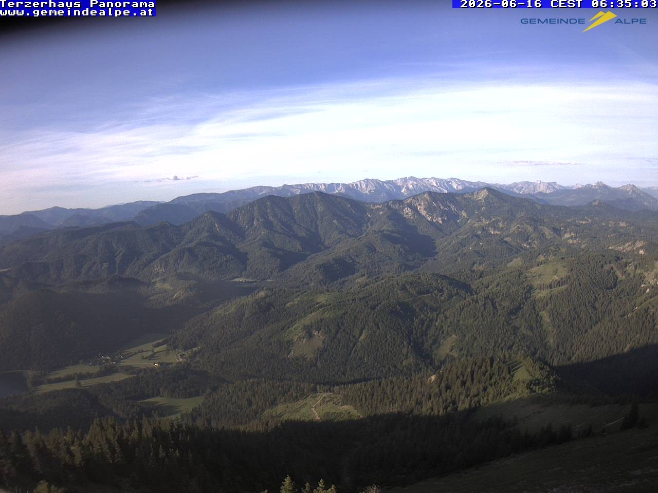 Archived image Webcam Gemeindealpe Mitterbach - Panoramic View Terzerhaus