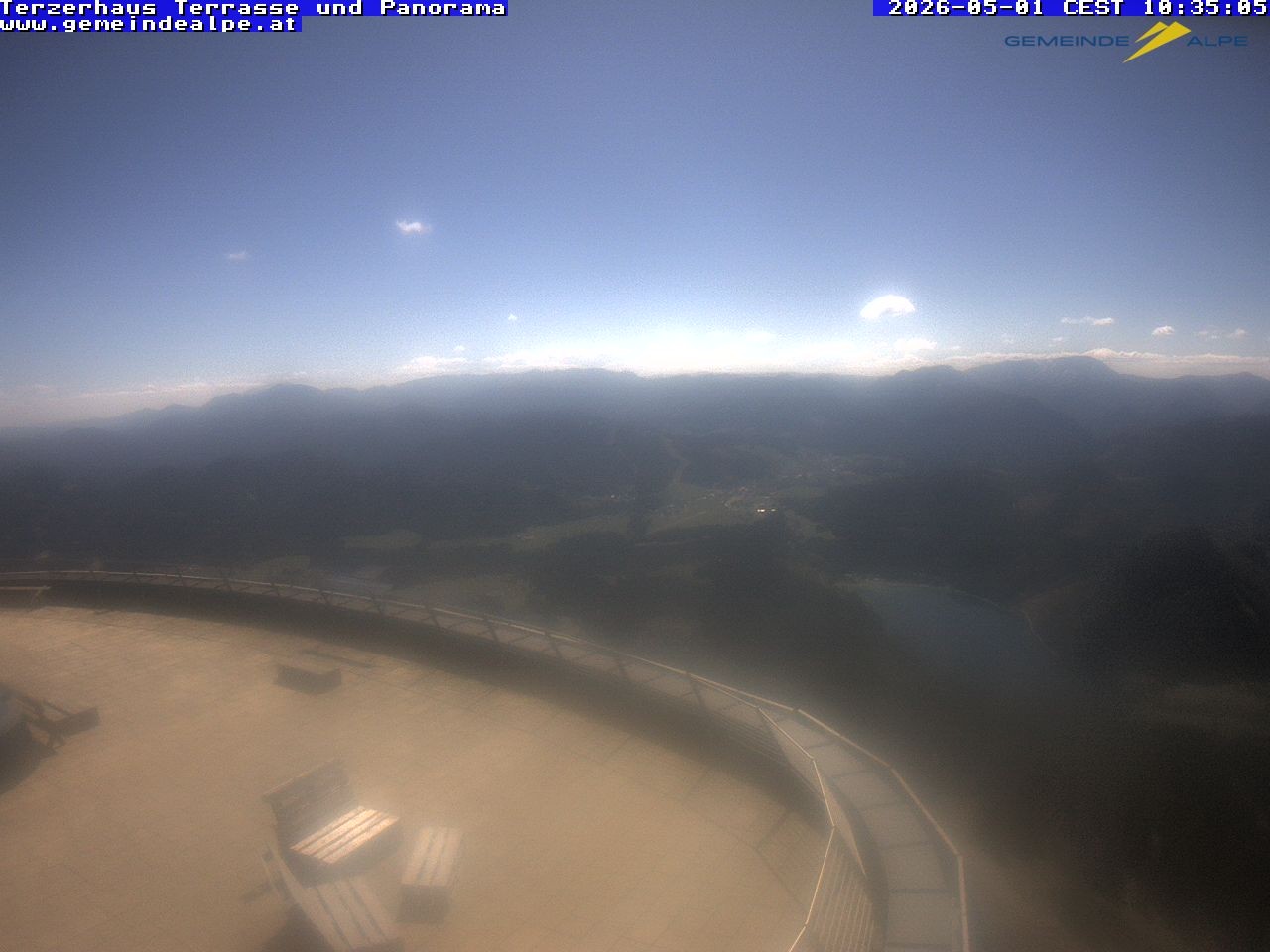 Archiv Foto Webcam Panoramablick Terzerhaus Terrasse Gemeindealpe Mitterbach