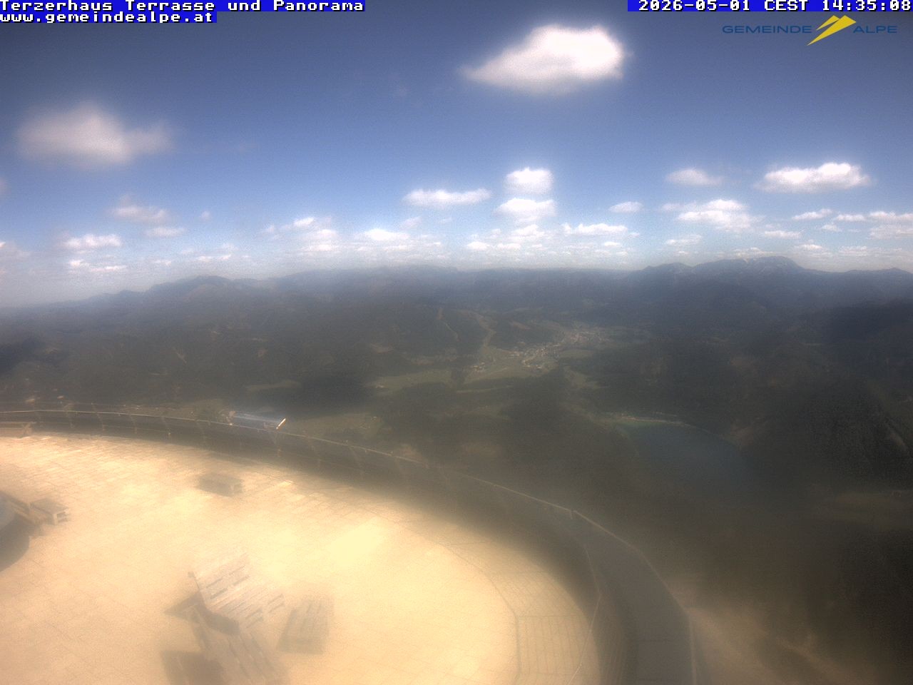 Archiv Foto Webcam Panoramablick Terzerhaus Terrasse Gemeindealpe Mitterbach