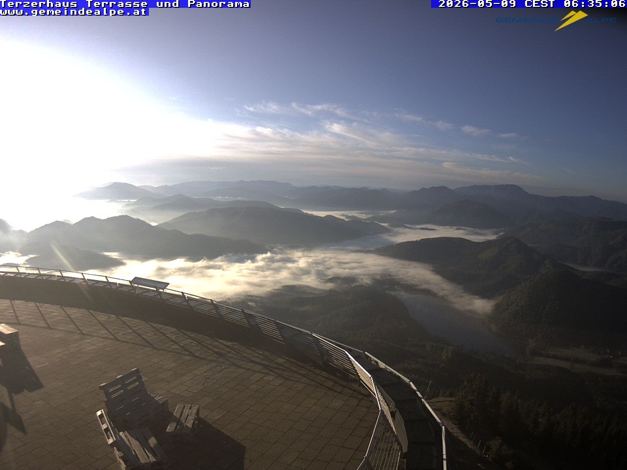 Archiv Foto Webcam Panoramablick Terzerhaus Terrasse Gemeindealpe Mitterbach