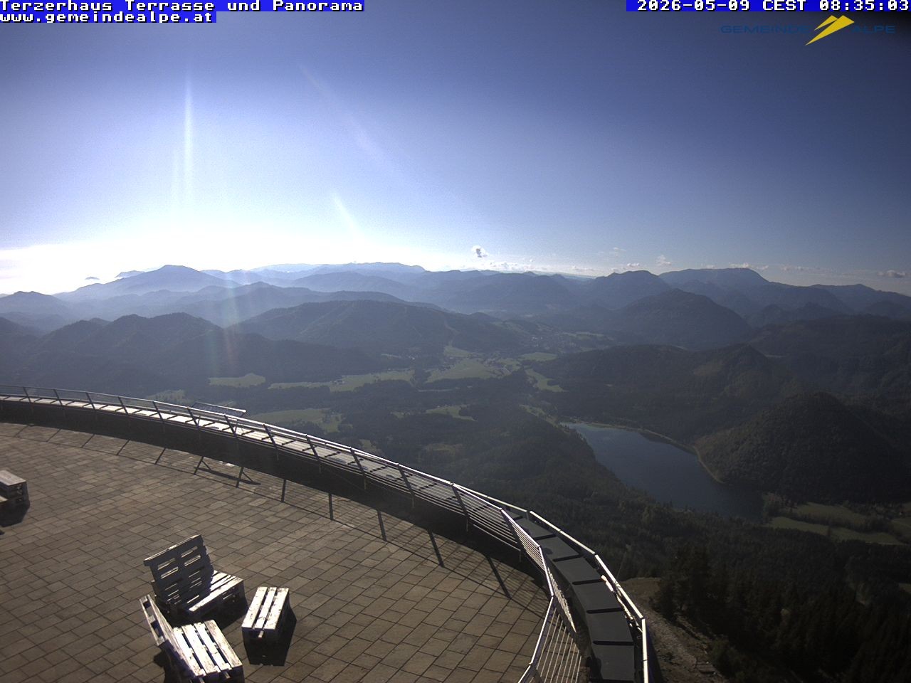 Archiv Foto Webcam Panoramablick Terzerhaus Terrasse Gemeindealpe Mitterbach