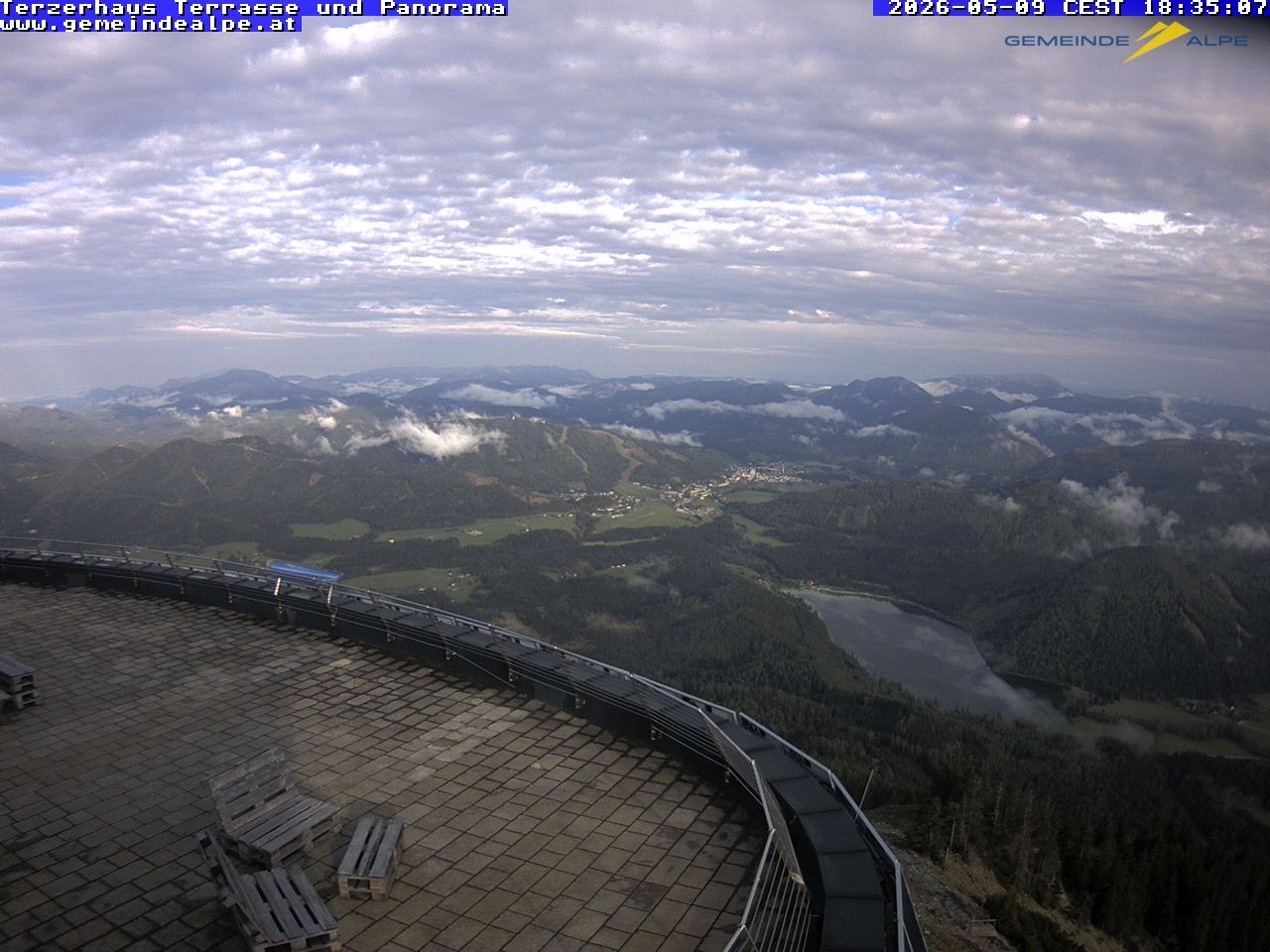 Archiv Foto Webcam Panoramablick Terzerhaus Terrasse Gemeindealpe Mitterbach