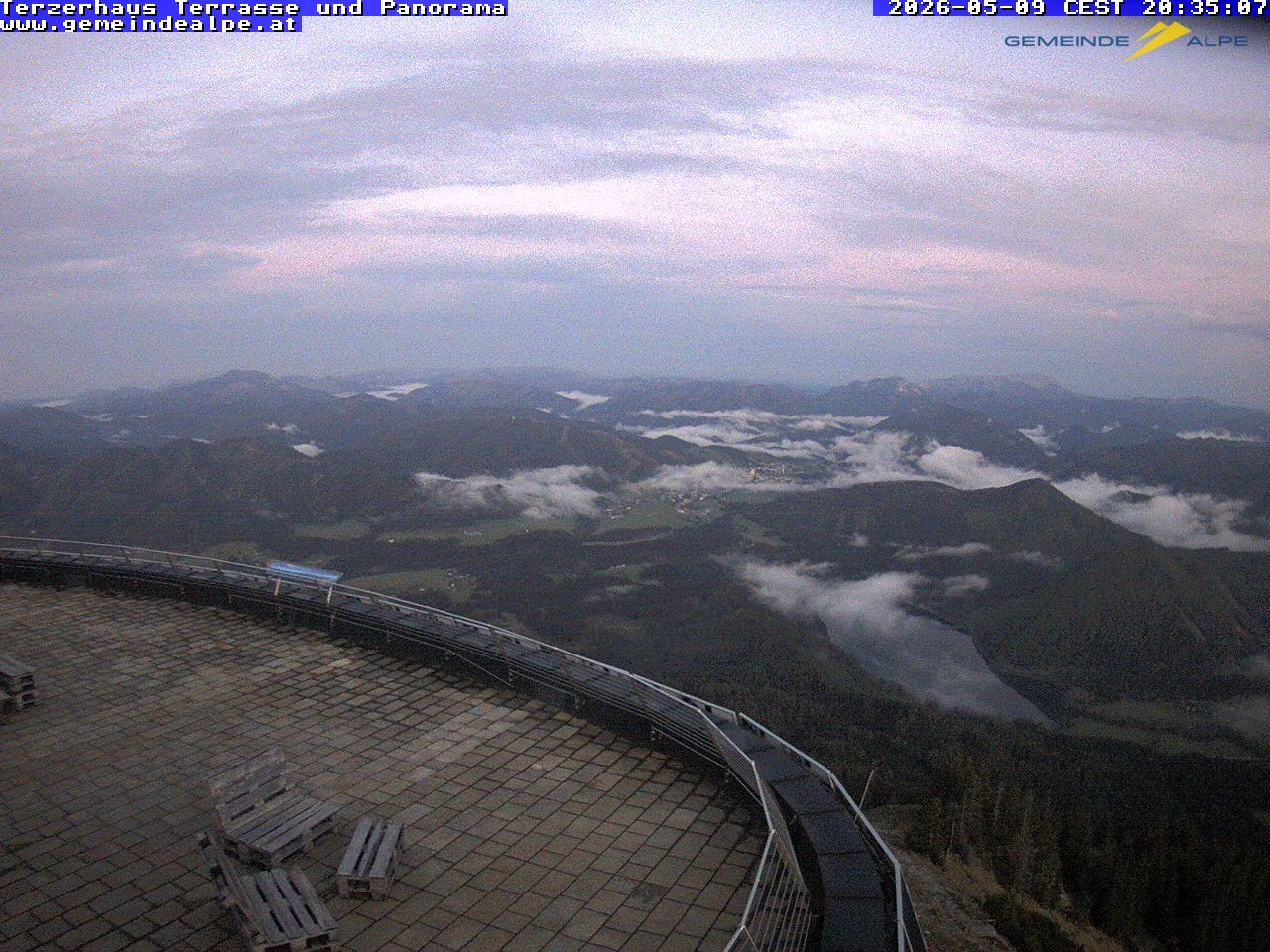 Archiv Foto Webcam Panoramablick Terzerhaus Terrasse Gemeindealpe Mitterbach