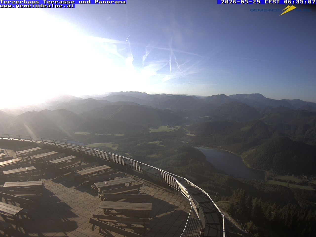 Archiv Foto Webcam Panoramablick Terzerhaus Terrasse Gemeindealpe Mitterbach