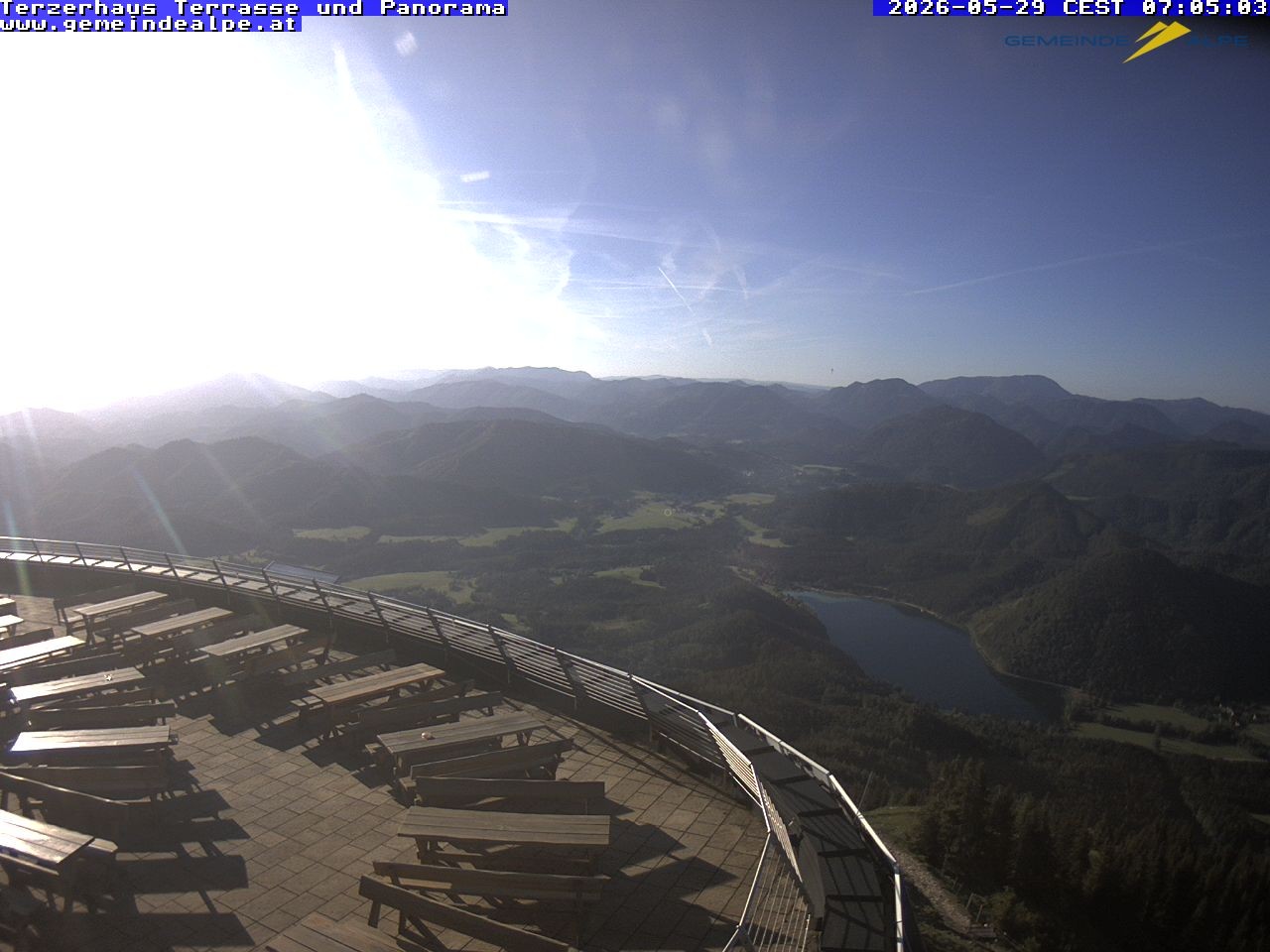 Archiv Foto Webcam Panoramablick Terzerhaus Terrasse Gemeindealpe Mitterbach
