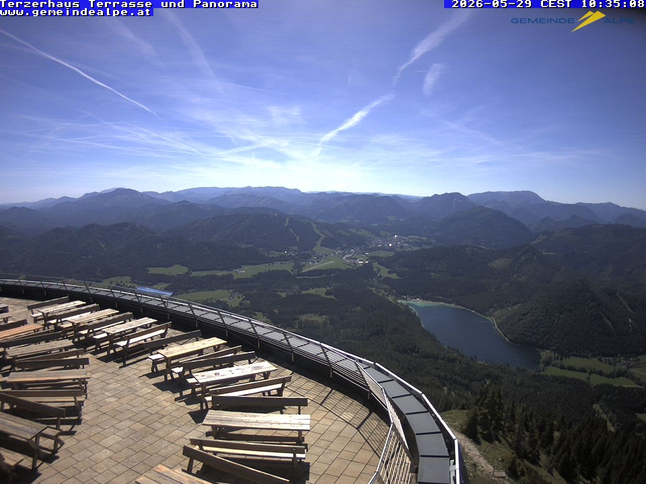 Archiv Foto Webcam Panoramablick Terzerhaus Terrasse Gemeindealpe Mitterbach