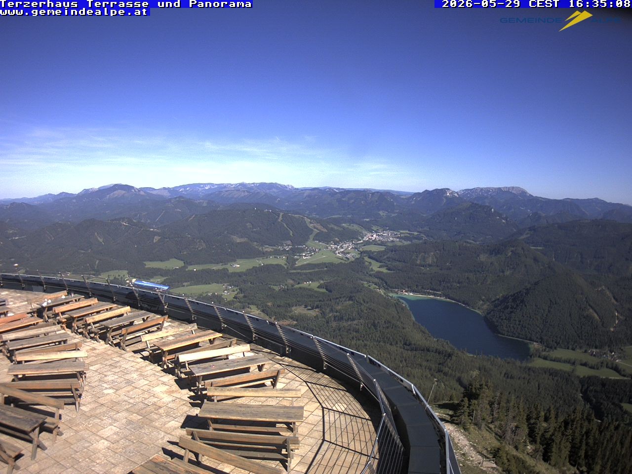 Archiv Foto Webcam Panoramablick Terzerhaus Terrasse Gemeindealpe Mitterbach