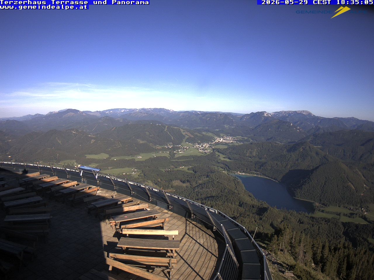 Archiv Foto Webcam Panoramablick Terzerhaus Terrasse Gemeindealpe Mitterbach