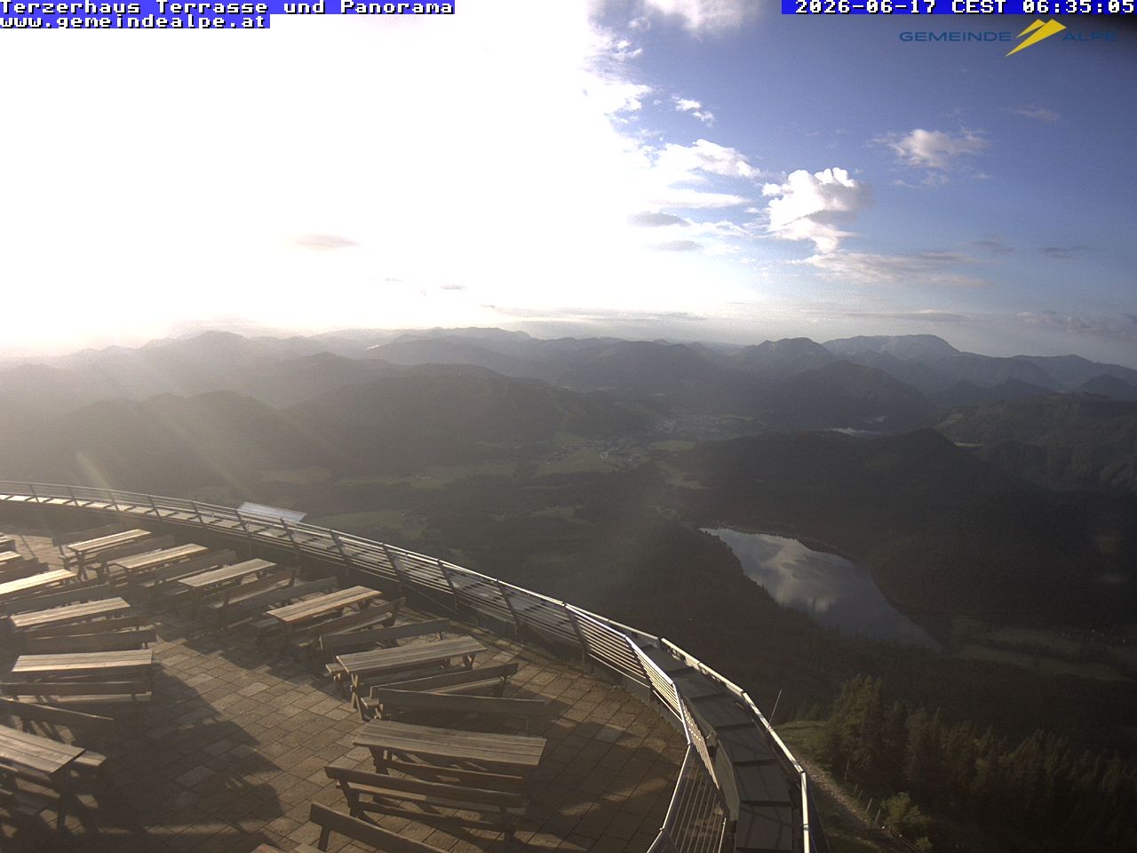 Archiv Foto Webcam Panoramablick Terzerhaus Terrasse Gemeindealpe Mitterbach
