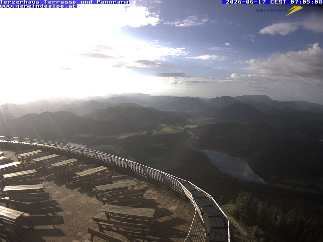 Archiv Foto Webcam Panoramablick Terzerhaus Terrasse Gemeindealpe Mitterbach