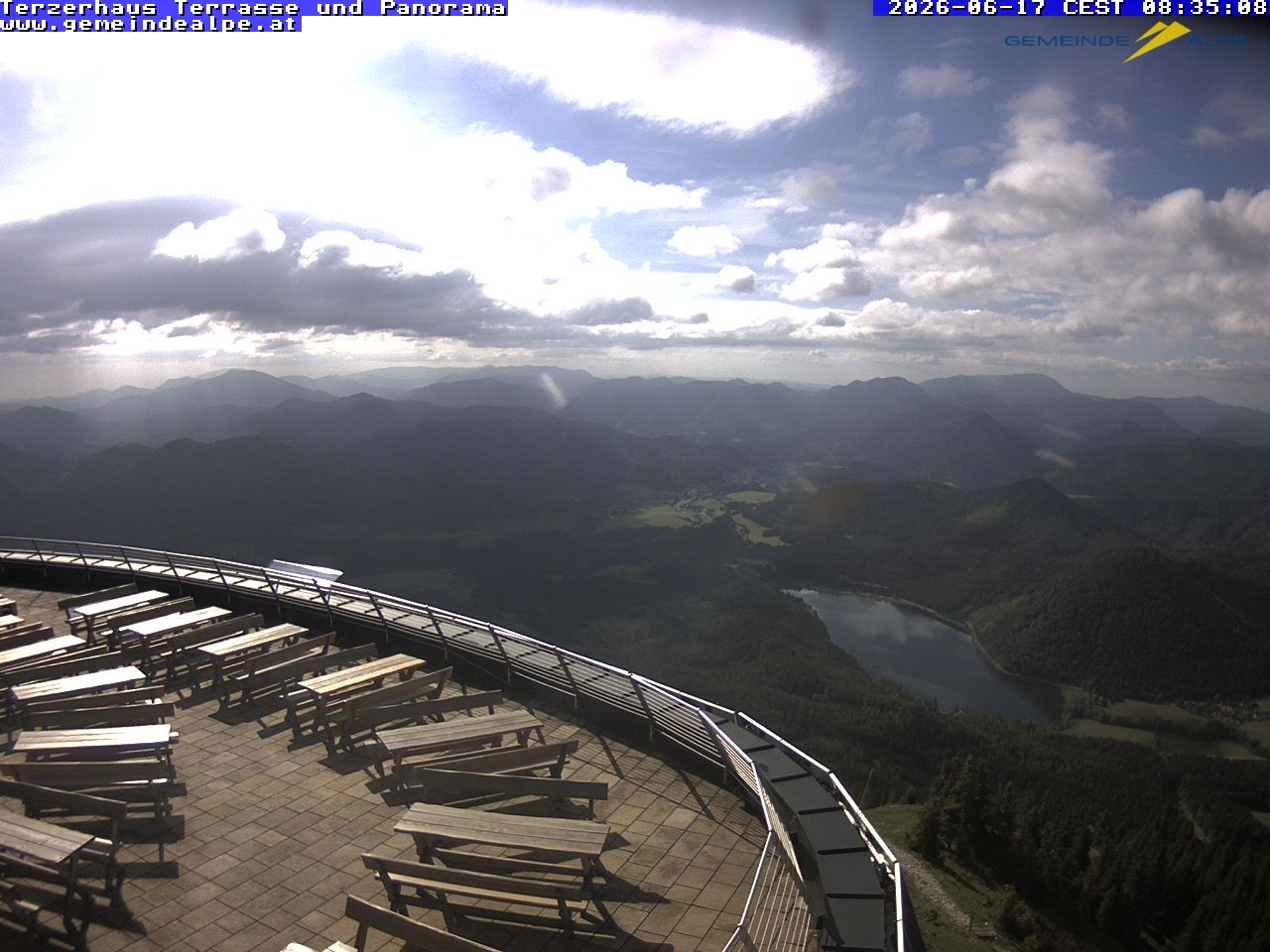 Archiv Foto Webcam Panoramablick Terzerhaus Terrasse Gemeindealpe Mitterbach