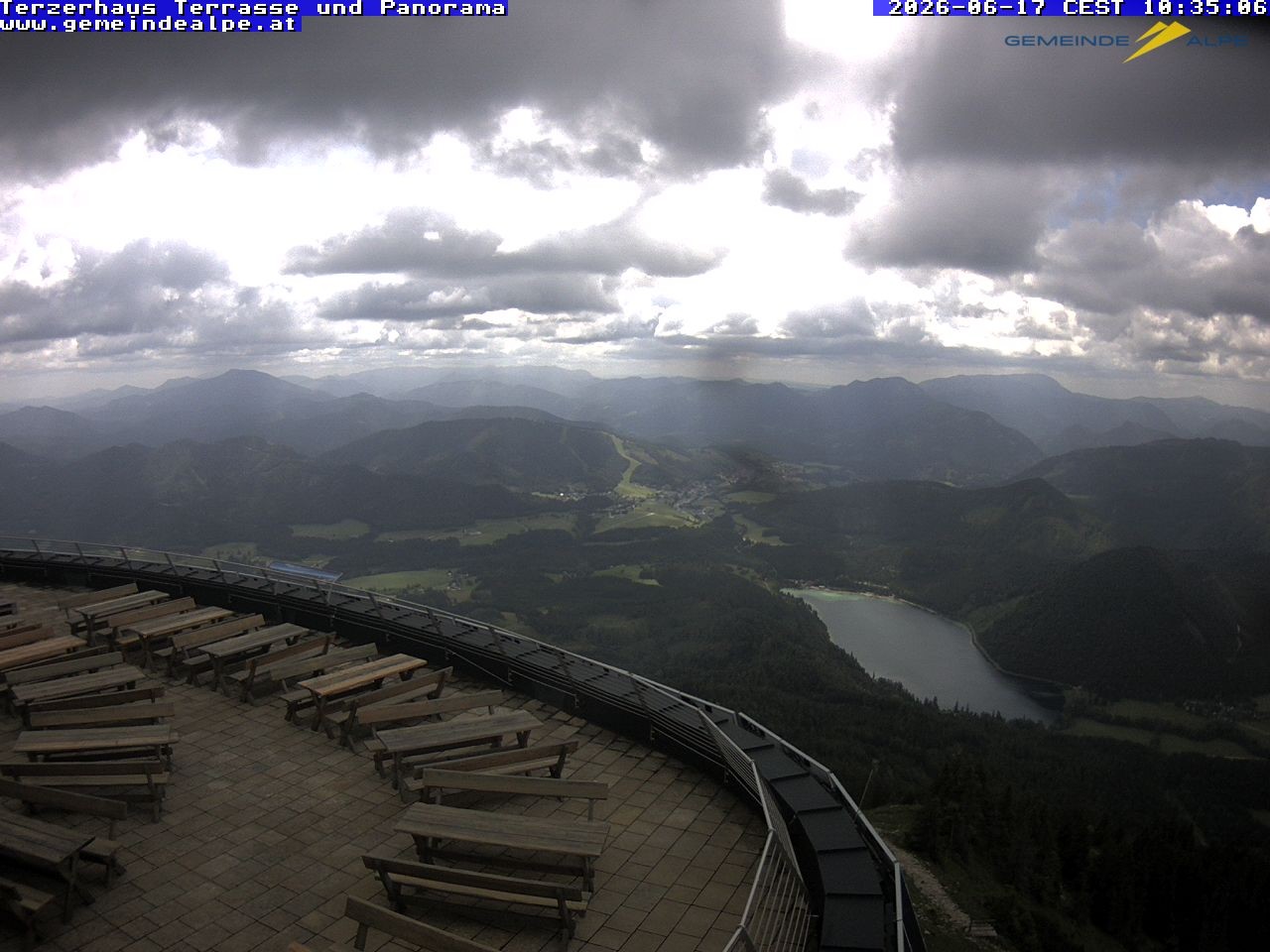 Archiv Foto Webcam Panoramablick Terzerhaus Terrasse Gemeindealpe Mitterbach
