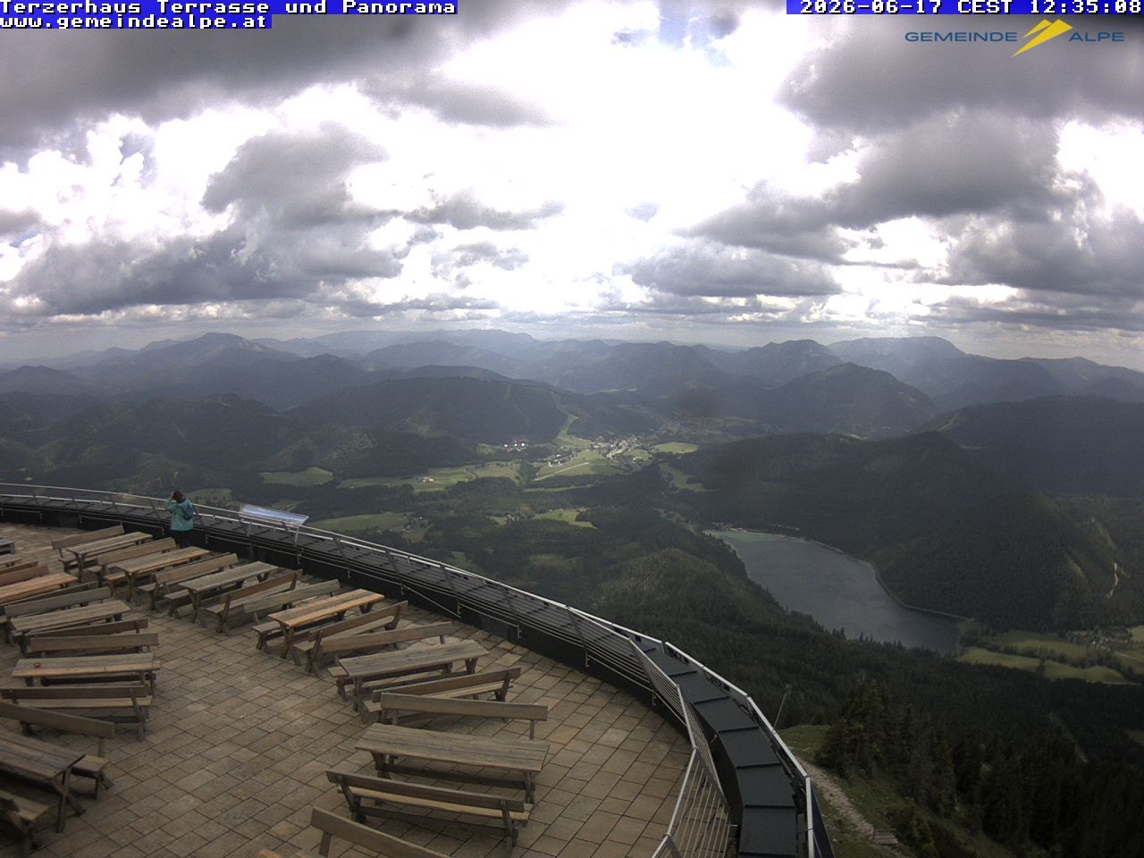 Archiv Foto Webcam Panoramablick Terzerhaus Terrasse Gemeindealpe Mitterbach