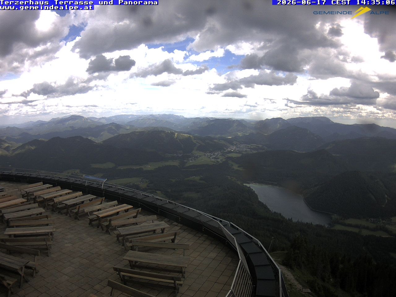 Archiv Foto Webcam Panoramablick Terzerhaus Terrasse Gemeindealpe Mitterbach