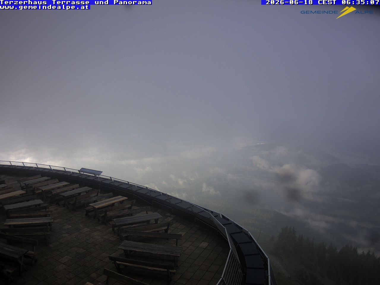 Archiv Foto Webcam Panoramablick Terzerhaus Terrasse Gemeindealpe Mitterbach