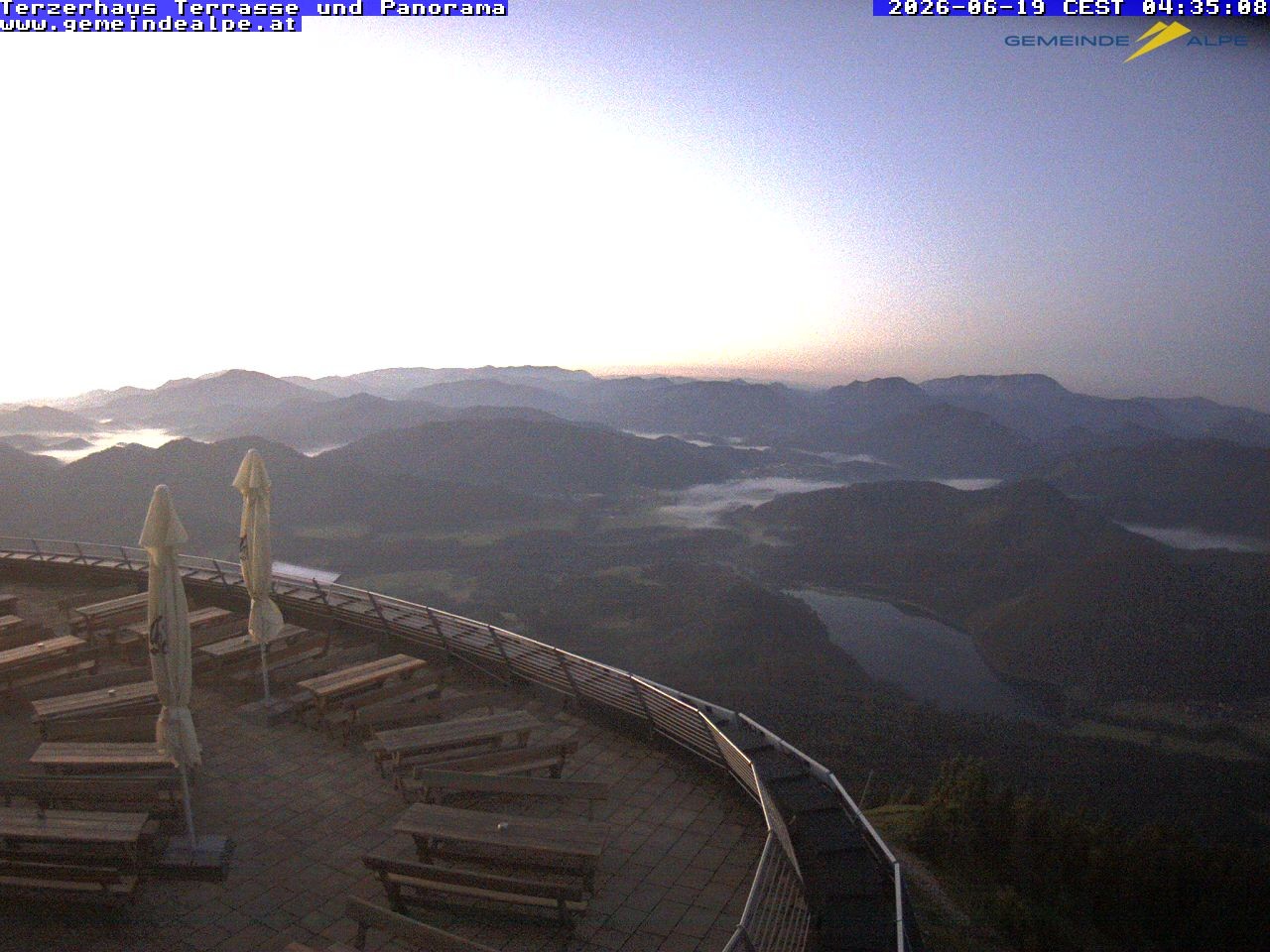 Archiv Foto Webcam Panoramablick Terzerhaus Terrasse Gemeindealpe Mitterbach