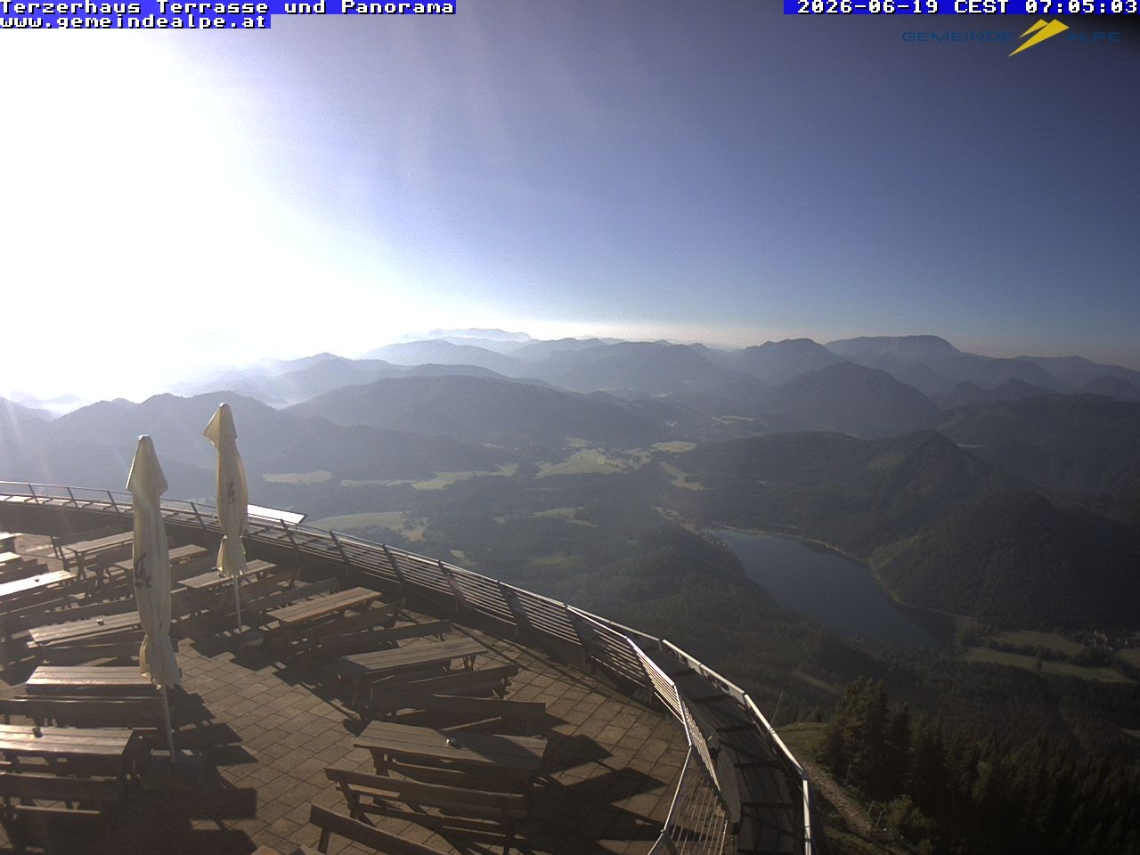 Archiv Foto Webcam Panoramablick Terzerhaus Terrasse Gemeindealpe Mitterbach