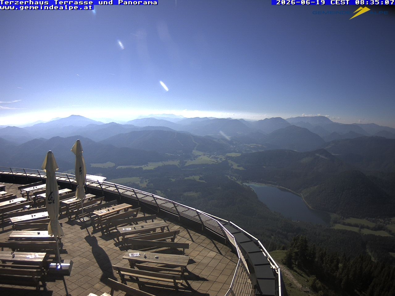 Archiv Foto Webcam Panoramablick Terzerhaus Terrasse Gemeindealpe Mitterbach