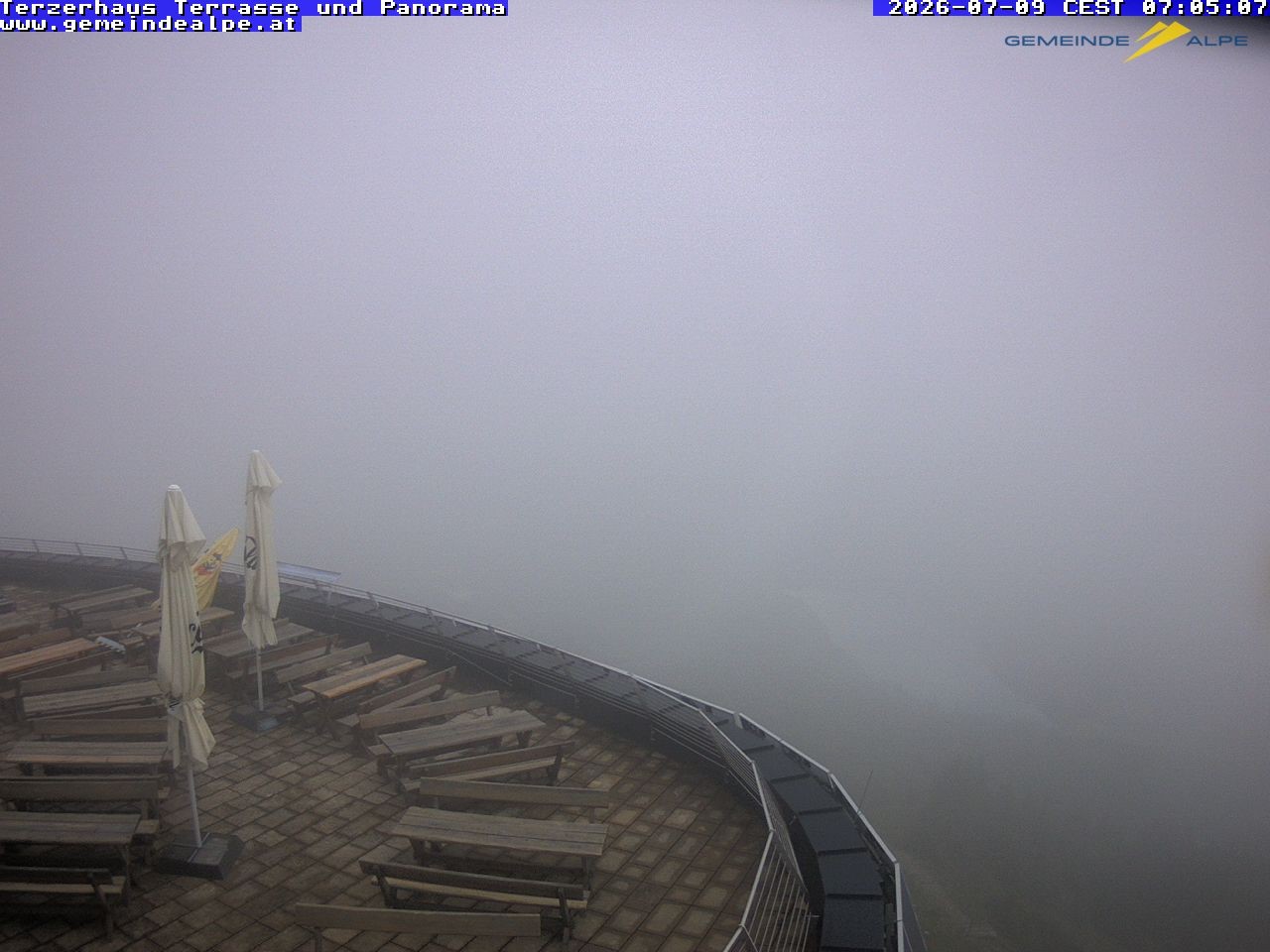 Archiv Foto Webcam Panoramablick Terzerhaus Terrasse Gemeindealpe Mitterbach