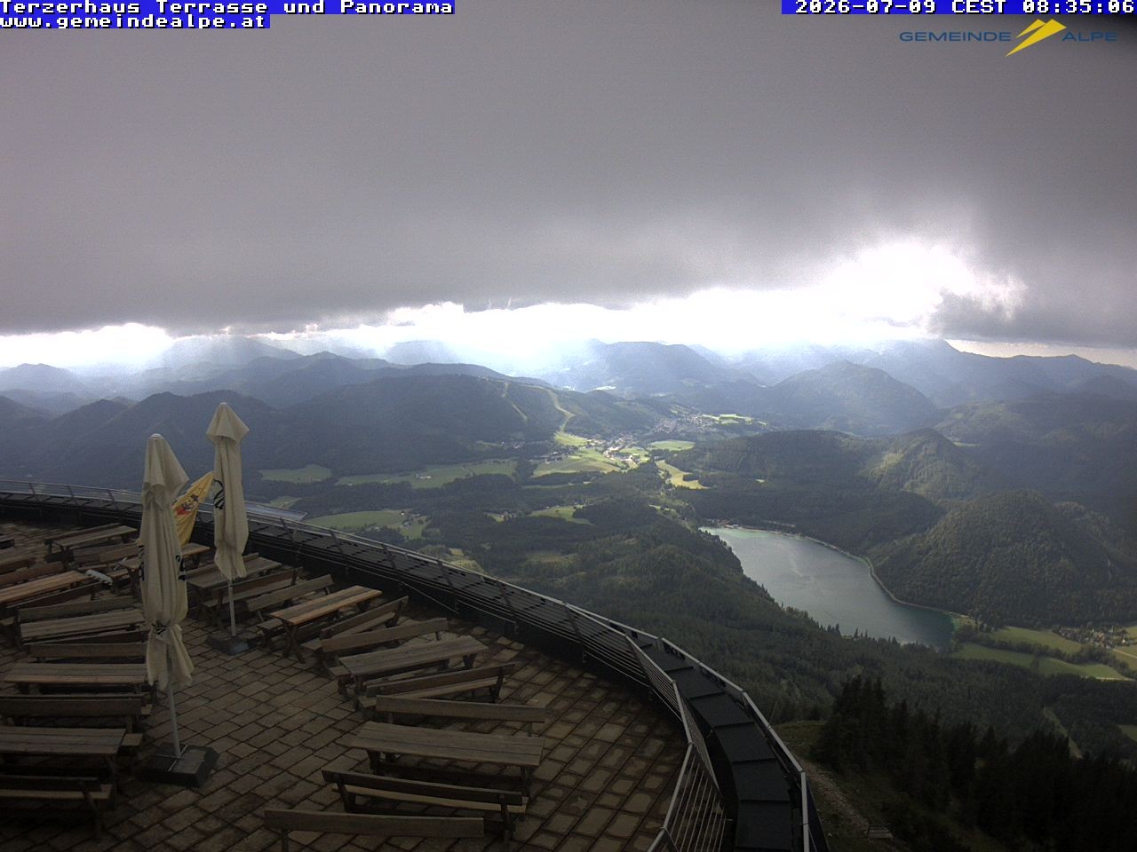 Archiv Foto Webcam Panoramablick Terzerhaus Terrasse Gemeindealpe Mitterbach