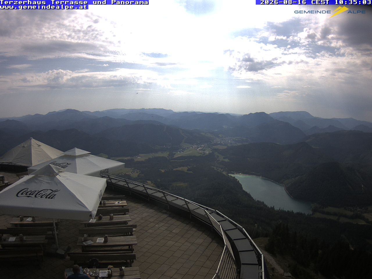 Archiv Foto Webcam Panoramablick Terzerhaus Terrasse Gemeindealpe Mitterbach