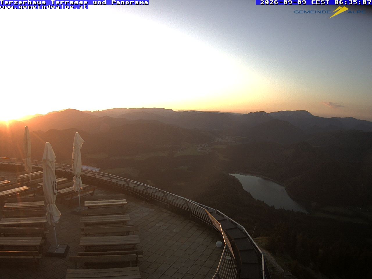 Archiv Foto Webcam Panoramablick Terzerhaus Terrasse Gemeindealpe Mitterbach