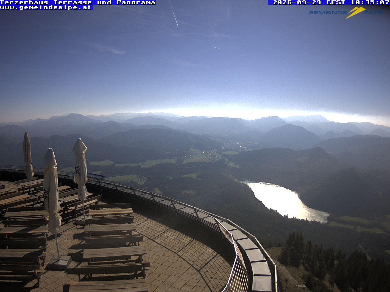 Archiv Foto Webcam Panoramablick Terzerhaus Terrasse Gemeindealpe Mitterbach