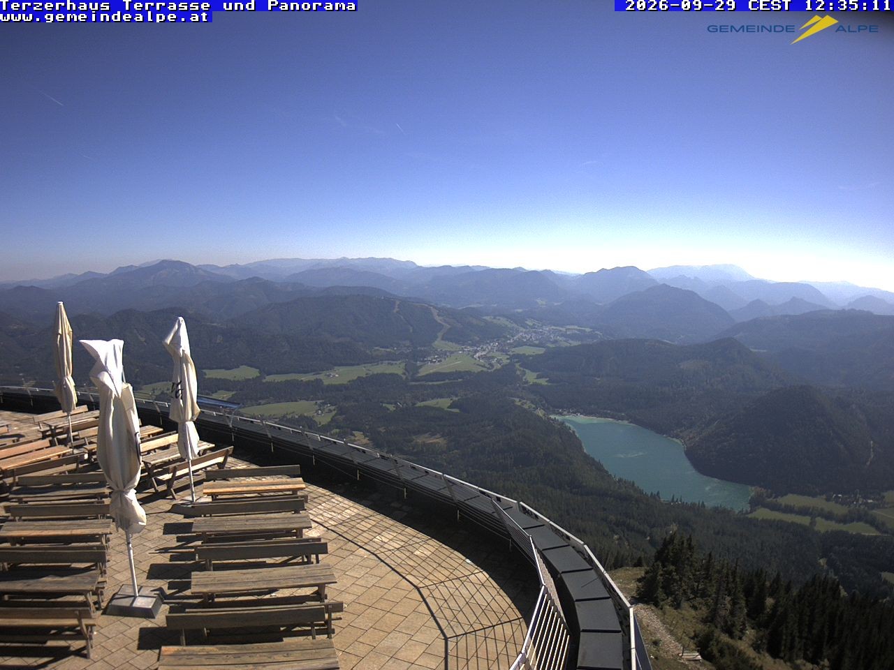 Archiv Foto Webcam Panoramablick Terzerhaus Terrasse Gemeindealpe Mitterbach