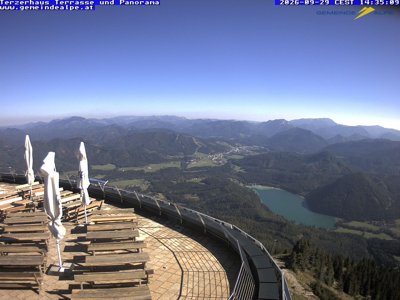 Archiv Foto Webcam Panoramablick Terzerhaus Terrasse Gemeindealpe Mitterbach