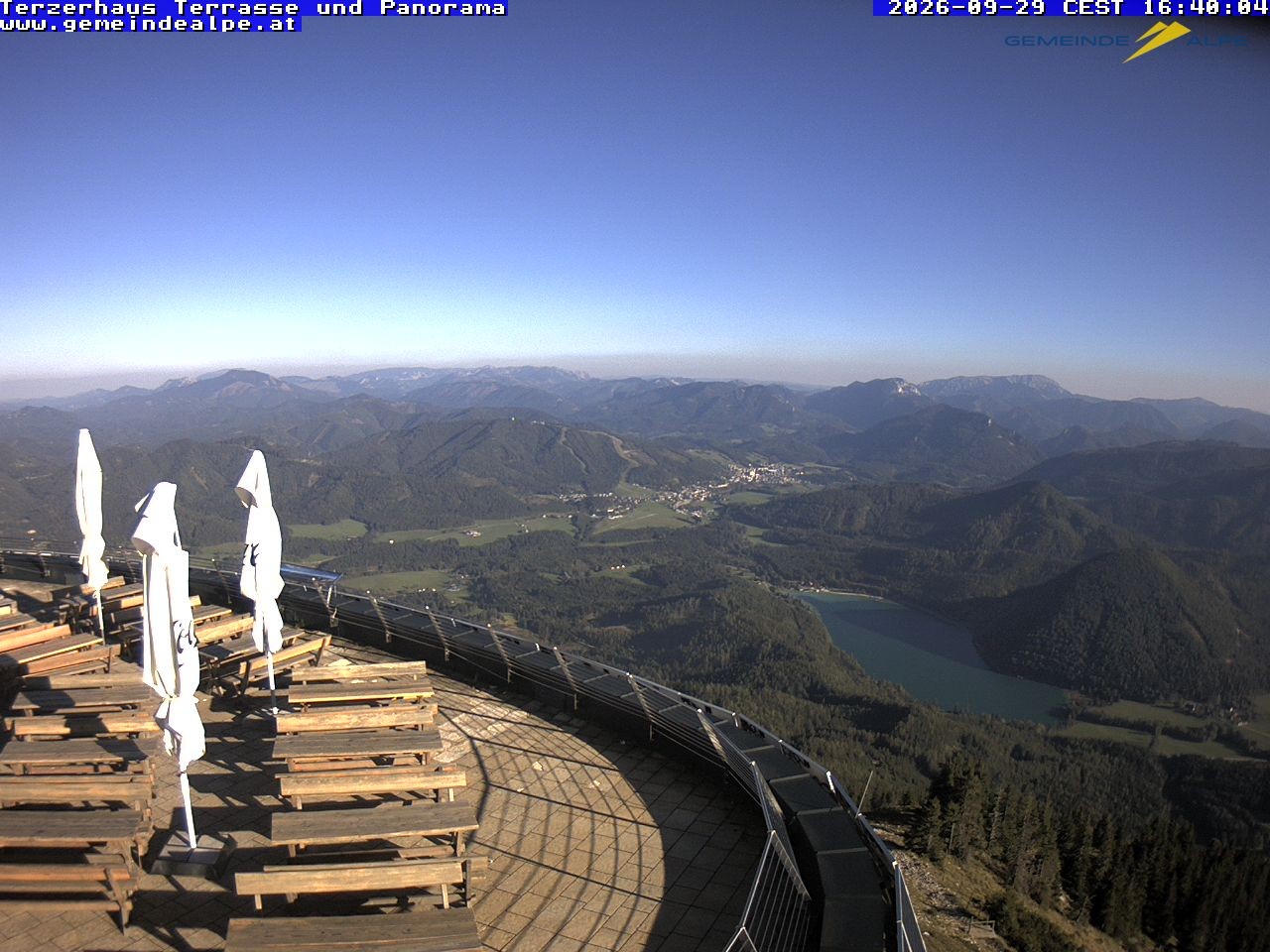 Archiv Foto Webcam Panoramablick Terzerhaus Terrasse Gemeindealpe Mitterbach
